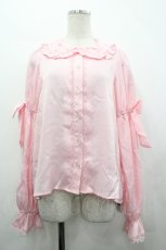 画像1: Chalmiere / 長袖ヴィンテージサテンブラウス M ピンク I-26-05-10-001-AX-BL-TE-ZI (1)