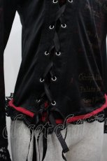 画像4: h.ANARCHY / チャイナ釦&編み下げカットソー  黒Ｘ赤 I-26-05-10-033-HN-TO-SA-ZI (4)