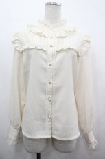 画像1: axes femme POETIQUE / スタンドカラーフリルブラウス  生成り I-26-05-10-004-AX-BL-TE-ZI (1)