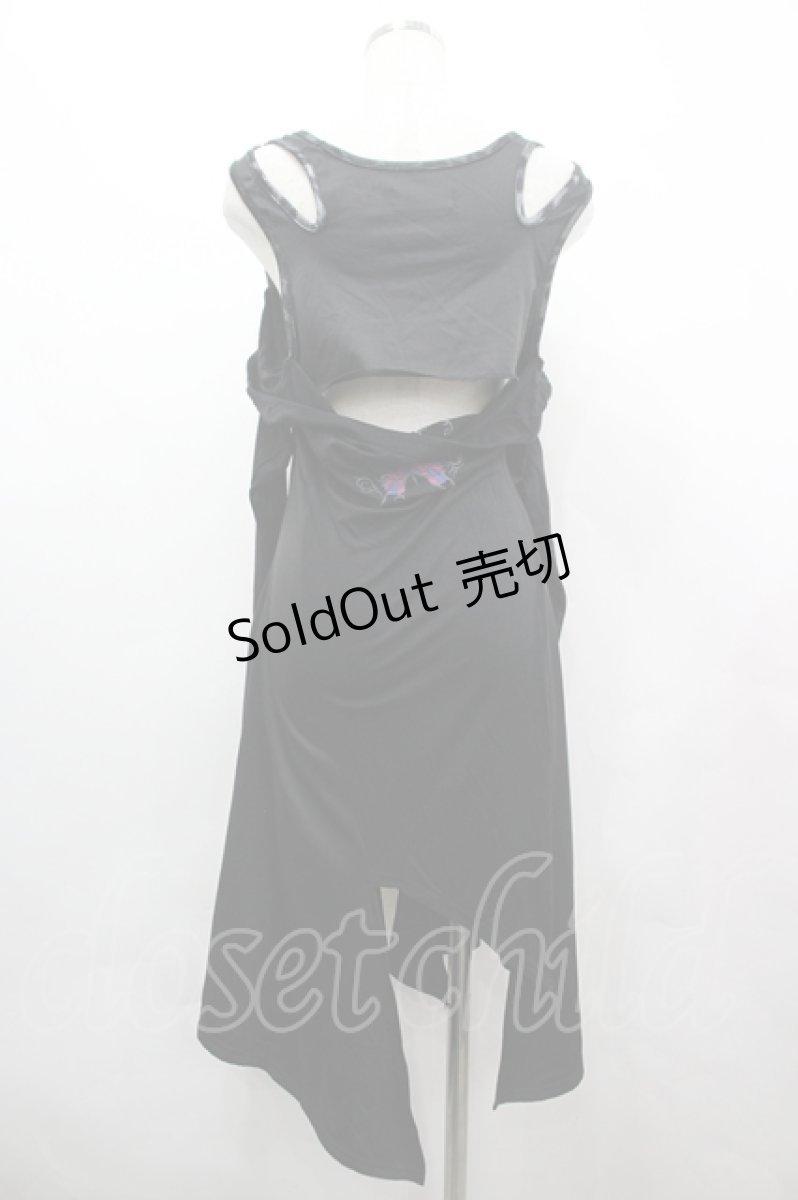 画像2: Sixh / 重ね着風ラメ蝶ラインロングオフショルカットソー  黒Ｘシルバー I-26-05-10-042-HN-TO-SA-ZI (2)