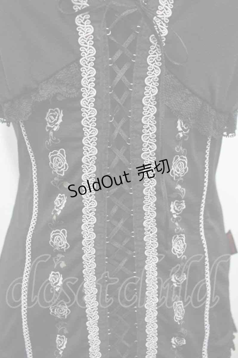 画像3: Ozz Croce / フロント編み上げ&薔薇刺繍キャミソール  黒Ｘ白 I-26-05-10-050-OO-TO-SA-ZI (3)