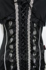 画像4: Ozz Croce / フロント編み上げ&薔薇刺繍キャミソール  黒Ｘ白 I-26-05-10-050-OO-TO-SA-ZI (4)