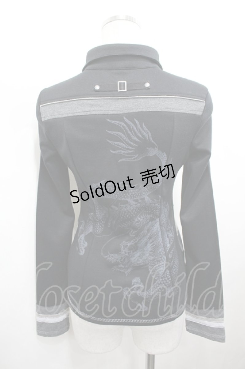 画像2: Ozz Croce / スナップボタン&ボーダー切替長袖ポロシャツ  黒ＸアイボリーＸ白 I-26-05-10-053-OO-TO-SA-ZI (2)
