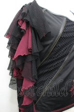 画像4: Ozz On / メッシュフリルデザイントップス  黒Ｘボルドー I-26-05-10-062-OO-TO-SA-ZI (4)