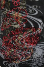 画像3: Ozz oneste / フロント編み上げ&サイドチャイナボタントップス  黒Ｘ赤 I-26-05-10-066-OO-TO-SA-ZI (3)