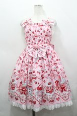 画像1: Angelic Pretty / Strawberry Cake Party シャーリングジャンパースカート  ピンク I-26-05-10-073-AP-OP-TE-ZI (1)