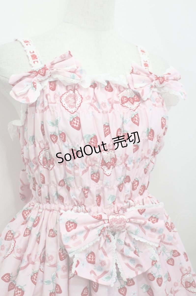 画像4: Angelic Pretty / Strawberry Cake Party シャーリングジャンパースカート  ピンク I-26-05-10-073-AP-OP-TE-ZI (4)