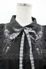 画像3: axes femme / リボン付ローズ刺繍ブラウス L 黒 I-26-05-10-010-AX-TO-SA-ZI (3)