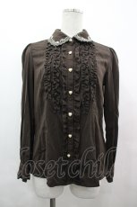 画像1: axes femme / ハートリボン刺繍ブラウス  ブラウン I-26-05-10-011-AX-BL-SA-ZI (1)