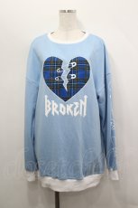 画像1: LISTEN FLAVOR / ハート安ピン刺繍スウェットワンピース  サックスＸ白 I-26-05-10-105-PU-OP-SA-ZI (1)