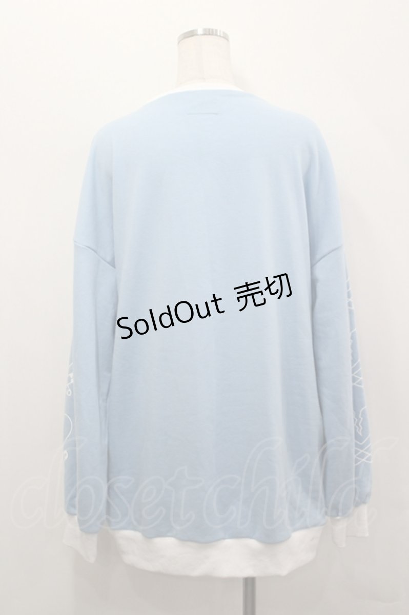 画像3: LISTEN FLAVOR / ハート安ピン刺繍スウェットワンピース  サックスＸ白 I-26-05-10-105-PU-OP-SA-ZI (3)