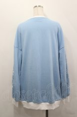 画像3: LISTEN FLAVOR / ハート安ピン刺繍スウェットワンピース  サックスＸ白 I-26-05-10-105-PU-OP-SA-ZI (3)