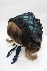 画像1: Chalmiere / タータンチェックヘッドドレス  グリーン I-26-05-10-138-AX-AC-TE-ZI (1)