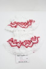 画像2: Angelic Pretty / センチメンタルハートレースお袖とめ  赤Ｘ白 I-26-05-10-148-AP-ZA-SA-ZI (2)