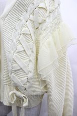 画像3: axes femme POETIQUE / 編み上げ×チュールフリルカーディガン M イエロー I-26-05-10-017-AX-TO-TE-ZI (3)