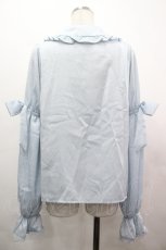 画像2: Chalmiere / 長袖ヴィンテージサテンブラウス M サックス I-26-05-10-002-AX-BL-TE-ZI (2)