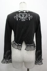 画像2: FRILL / ハートフォーク刺繍ボレロ  黒Ｘ白 I-26-05-10-022-HN-TO-SA-ZI (2)