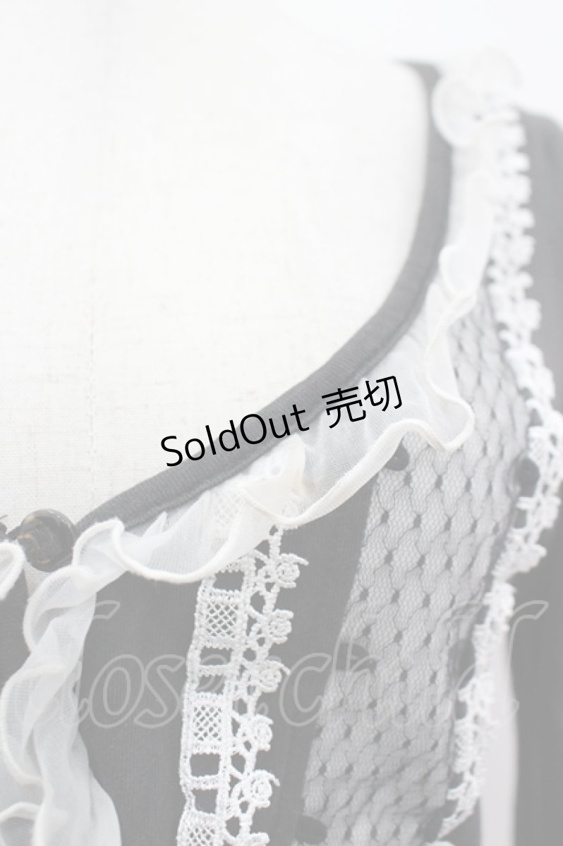 画像4: FRILL / ハートフォーク刺繍ボレロ  黒Ｘ白 I-26-05-10-022-HN-TO-SA-ZI (4)