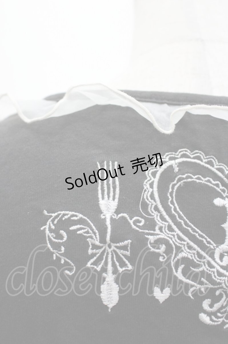 画像5: FRILL / ハートフォーク刺繍ボレロ  黒Ｘ白 I-26-05-10-022-HN-TO-SA-ZI (5)