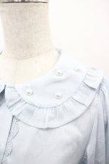 画像4: Chalmiere / 長袖ヴィンテージサテンブラウス M サックス I-26-05-10-002-AX-BL-TE-ZI (4)