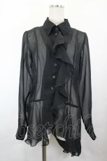 画像1: BPN / シフォンフリルロングシャツ  黒 I-26-05-12-048-GO-BL-SA-ZI (1)