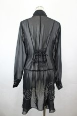 画像2: BPN / シフォンフリルロングシャツ  黒 I-26-05-12-048-GO-BL-SA-ZI (2)