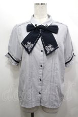 画像1: axes femme / 刺繍リボンセットブラウス L ブルーグレー I-26-05-12-005-AX-BL-TE-ZI (1)