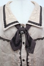 画像3: axes femme / タイ付きバイカラーレースブラウス  ピンクＸブラウン I-26-05-12-012-AX-TO-SA-ZI (3)