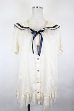 画像1: axes femme / レースラインマリンブラウス  アイボリーＸネイビー I-26-05-12-020-AX-BL-SA-ZI (1)