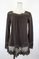 画像1: axes femme / ビーズレースカットソー M ブラウン I-26-05-12-022-AX-TO-SA-ZI (1)