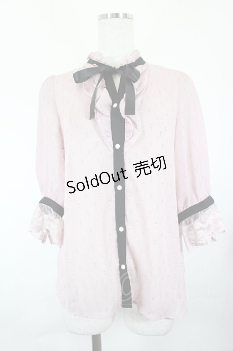 画像1: axes femme POETIQUE / ラメドット楊柳ブラウス M ピンク I-26-05-12-028-AX-BL-TE-ZI (1)