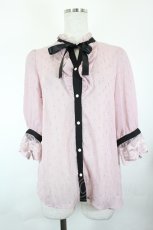 画像1: axes femme POETIQUE / ラメドット楊柳ブラウス M ピンク I-26-05-12-028-AX-BL-TE-ZI (1)