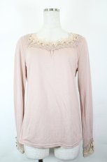 画像1: axes femme / フラワーパールレースカットソー  ピンク I-26-05-12-031-AX-TO-SA-ZI (1)