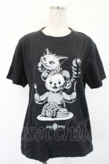 画像1: Drug Honey / ベア&ネコプリントTシャツ M 黒Ｘグレー I-26-05-14-034-PU-TO-SA-ZI (1)