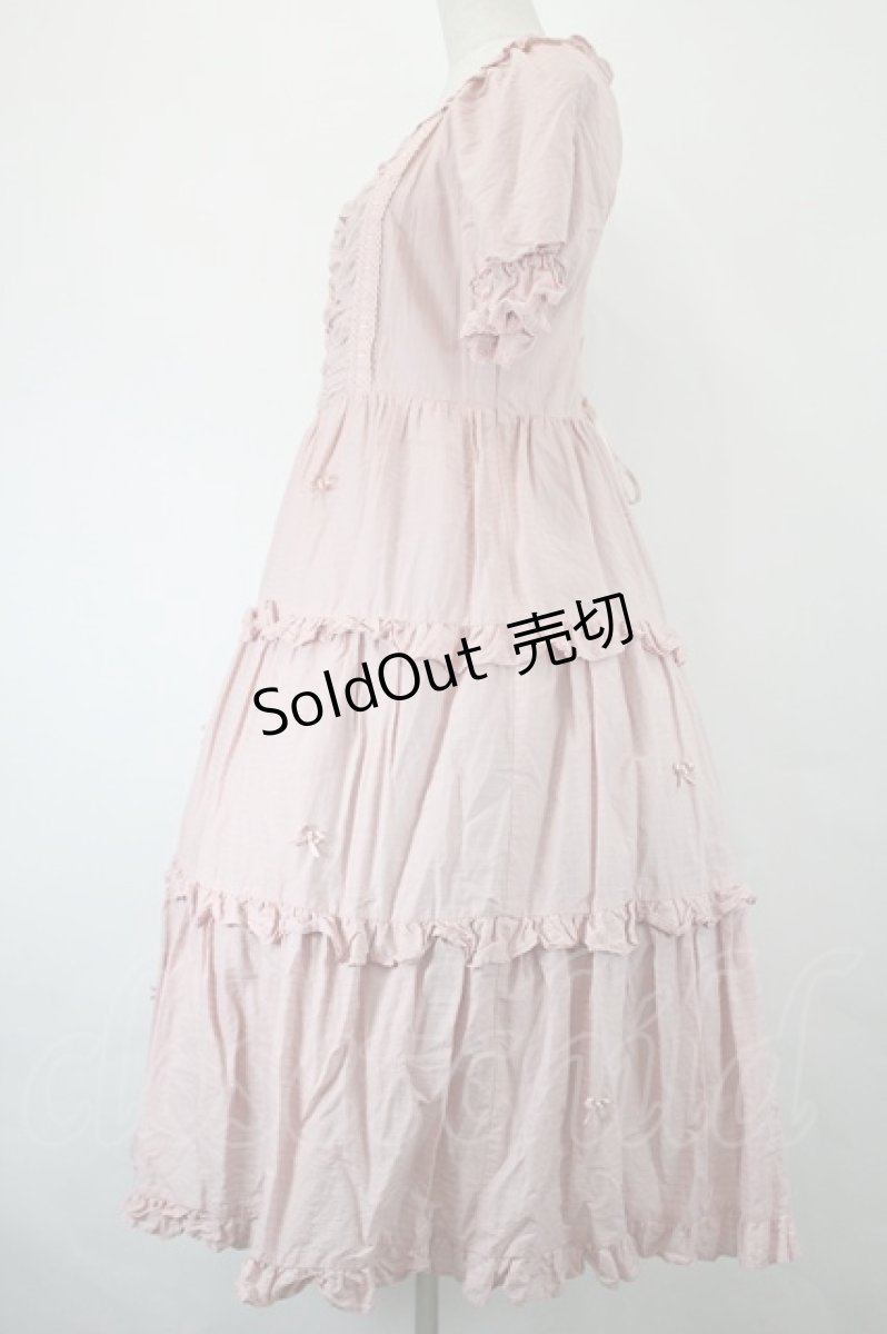 画像4: Maria pipi / コットンドビーストライプリボンティアードドレス  ピンク I-26-05-14-052-LO-OP-SA-ZI (4)