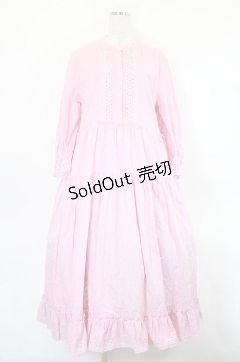 画像1: Jane Marple / レースハイネック長袖ワンピース  ピンク I-26-05-14-071-JM-OP-SA-ZI (1)
