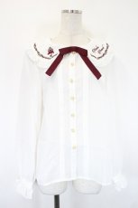 画像1: Amavel / 鍵刺繍ブラウス  白Ｘボルドー I-26-05-14-008-CA-BL-SA-ZI (1)