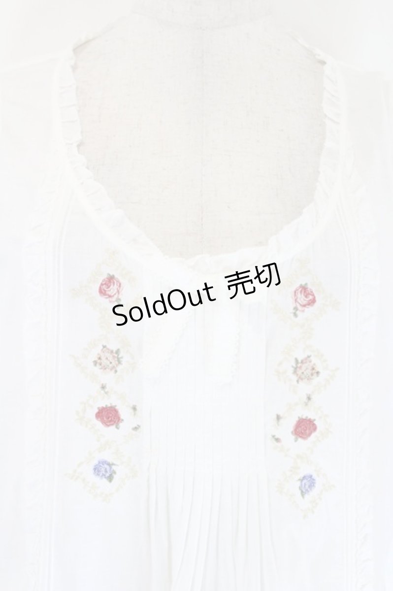 画像3: PINK HOUSE / 格子薔薇刺繍タブリエ  白 I-26-05-14-094-LO-OP-SA-ZI (3)