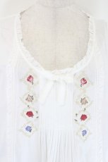 画像3: PINK HOUSE / 格子薔薇刺繍タブリエ  白 I-26-05-14-094-LO-OP-SA-ZI (3)