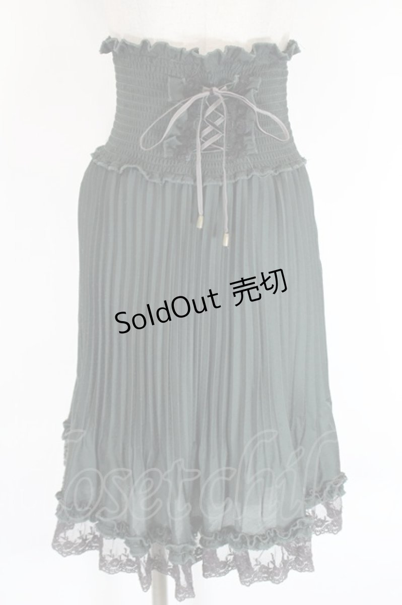画像1: axes femme / ドットプリーツシャーリングスカート M グリーン I-26-05-14-105-AX-SK-TE-ZI (1)