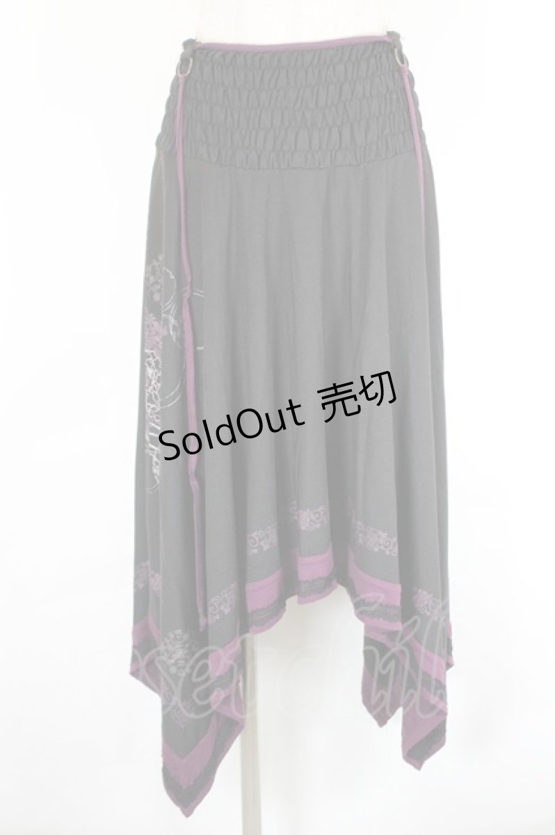 画像1: Ozz oneste / 花刺繍プリントイレヘム2Wayスカート  黒×紫 I-26-05-14-106-OO-SK-TE-ZI (1)