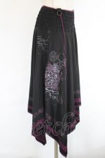 画像3: Ozz oneste / 花刺繍プリントイレヘム2Wayスカート  黒×紫 I-26-05-14-106-OO-SK-TE-ZI (3)