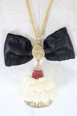 画像3: Q-pot. / “MAKE A WISH” CUPCAKE Raspberry w/Black Bow Dear ANGEL & DEVILネックレス  黒Ｘ白Ｘゴールド I-26-05-14-120-QP-AC-SA-ZI (3)