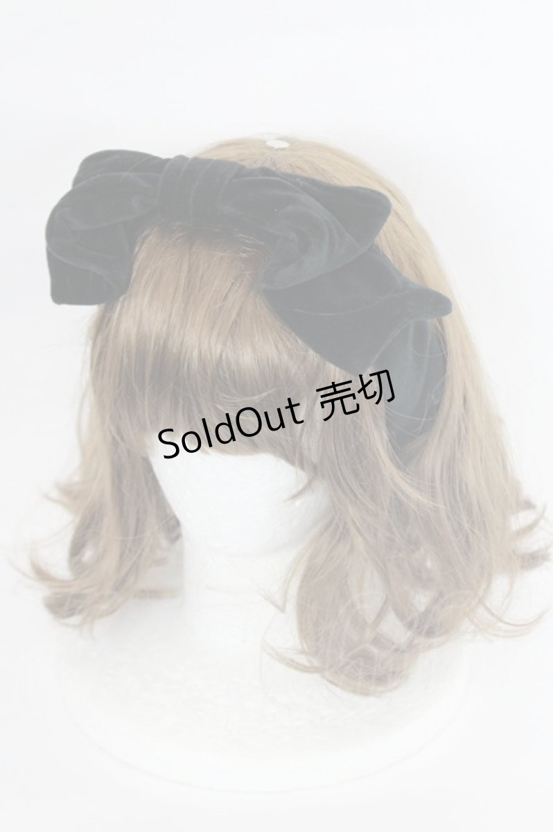 画像1: Jane Marple Dans Le Salon / 別珍リボンヘアバンド  黒 I-26-05-14-140-JM-AC-SA-ZI (1)