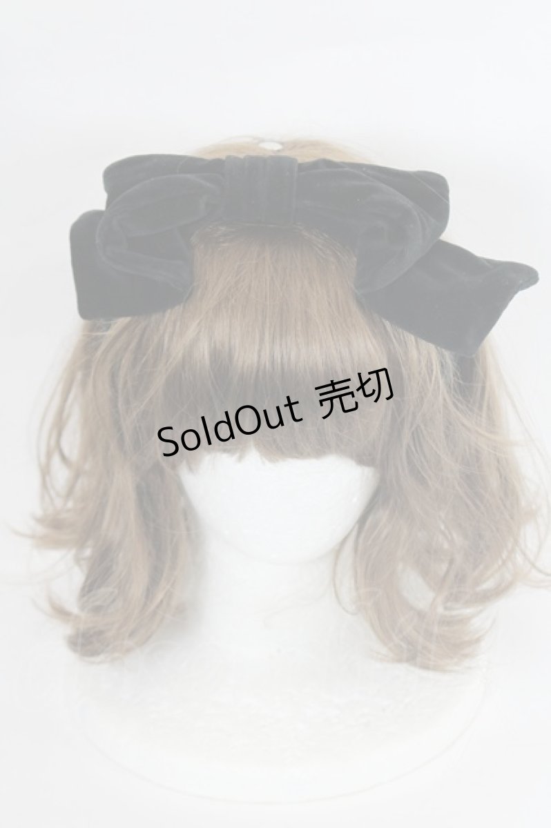 画像2: Jane Marple Dans Le Salon / 別珍リボンヘアバンド  黒 I-26-05-14-140-JM-AC-SA-ZI (2)