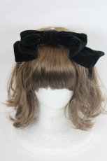 画像2: Jane Marple Dans Le Salon / 別珍リボンヘアバンド  黒 I-26-05-14-140-JM-AC-SA-ZI (2)