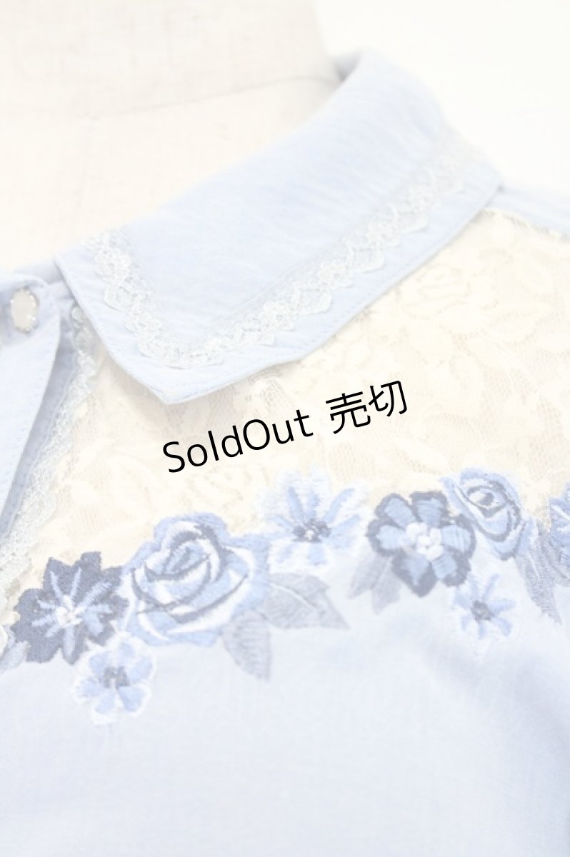 画像3: axes femme / 刺繍デザインシャツブラウス  サックス I-26-05-14-014-AX-BL-SA-ZI (3)