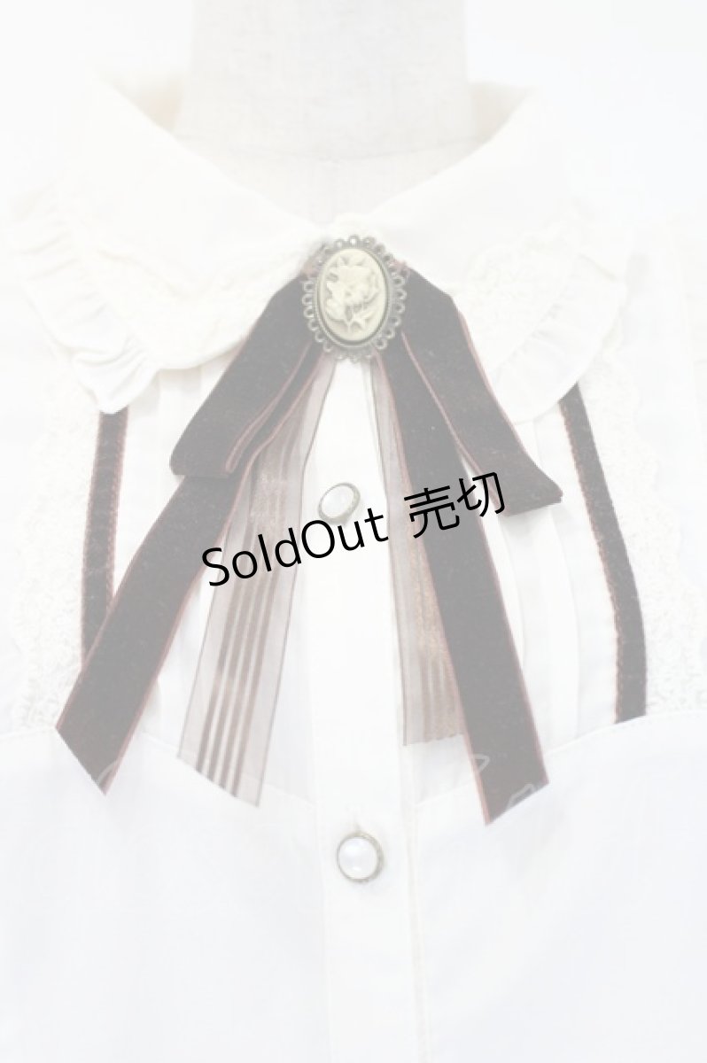 画像3: axes femme / カメオリボンブローチ付きシフォンスリーブブラウス M アイボリー I-26-05-14-017-AX-BL-TE-ZI (3)