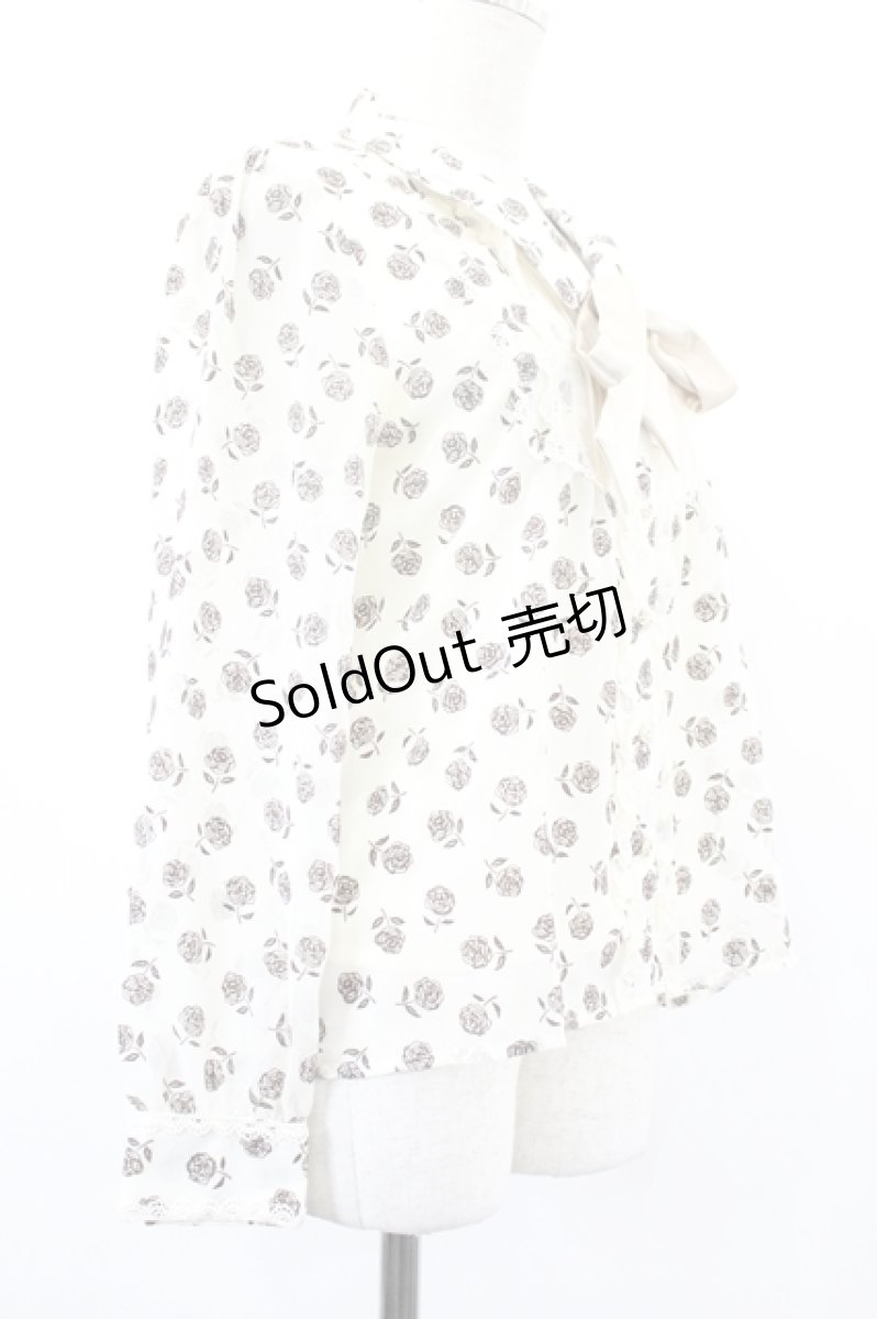 画像3: axes femme / 薔薇フロッキーブラウス M 白 I-26-05-16-004-AX-BL-SA-ZI (3)