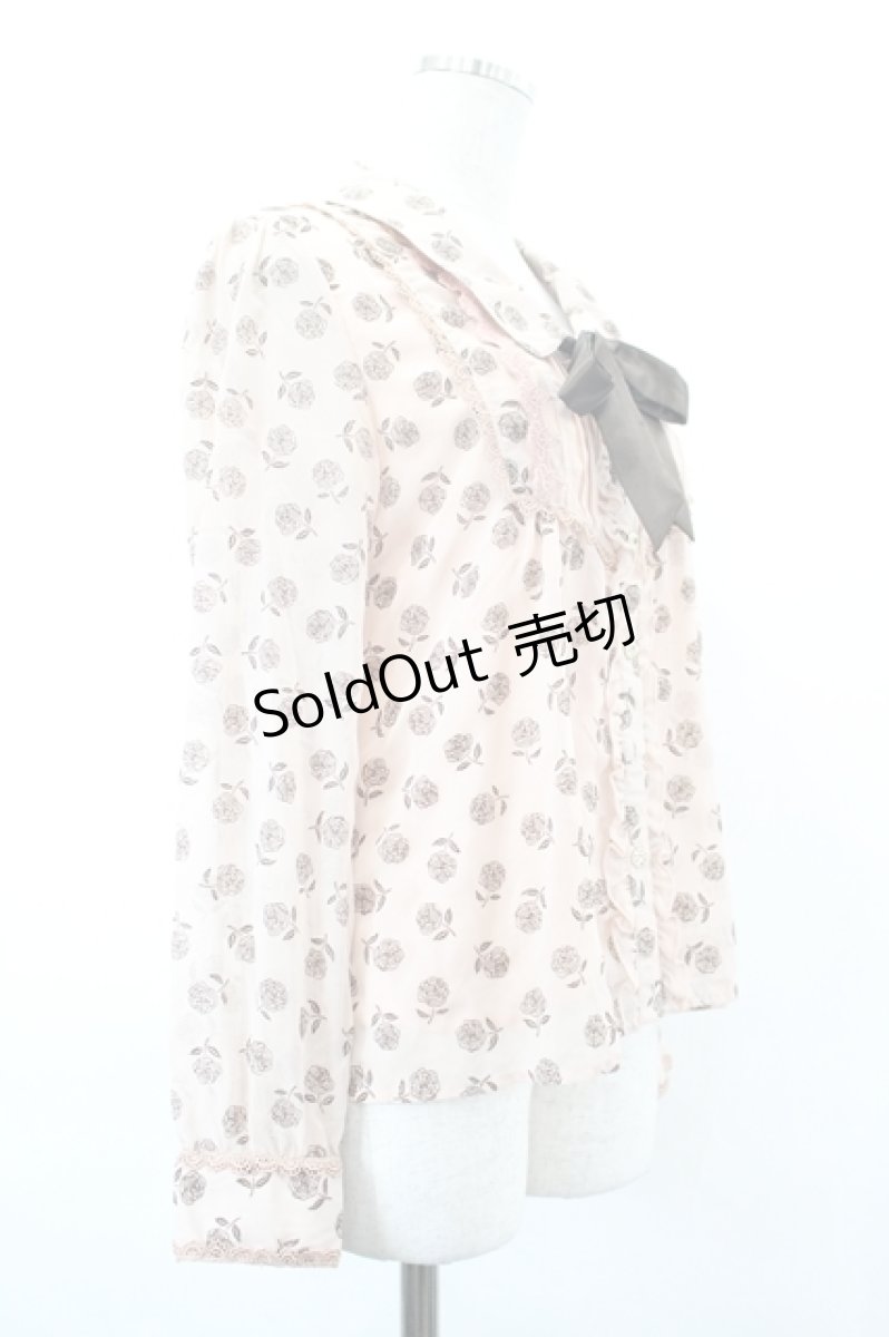 画像3: axes femme / 薔薇フロッキーブラウス  ピンクＸブラウン I-26-05-16-006-AX-BL-SA-ZI (3)